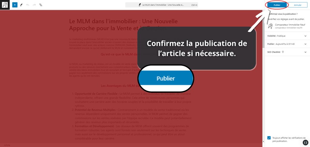 confirmez la publication si nécessaire. (2)